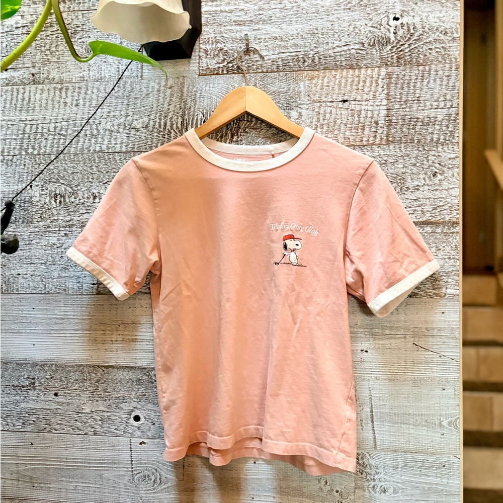 Uniqlo | "PEANUTS Sports Club: Birdies Only Club" Tee - Women's XS, Pink/White